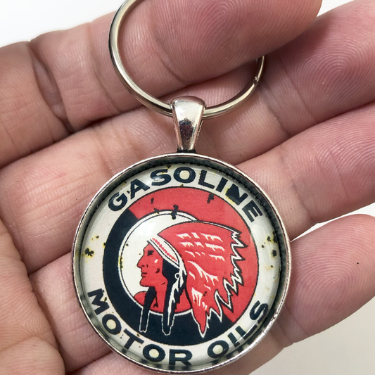 Vintage McColl Frontenac Products Gas Station Sign 1.2" Keychain