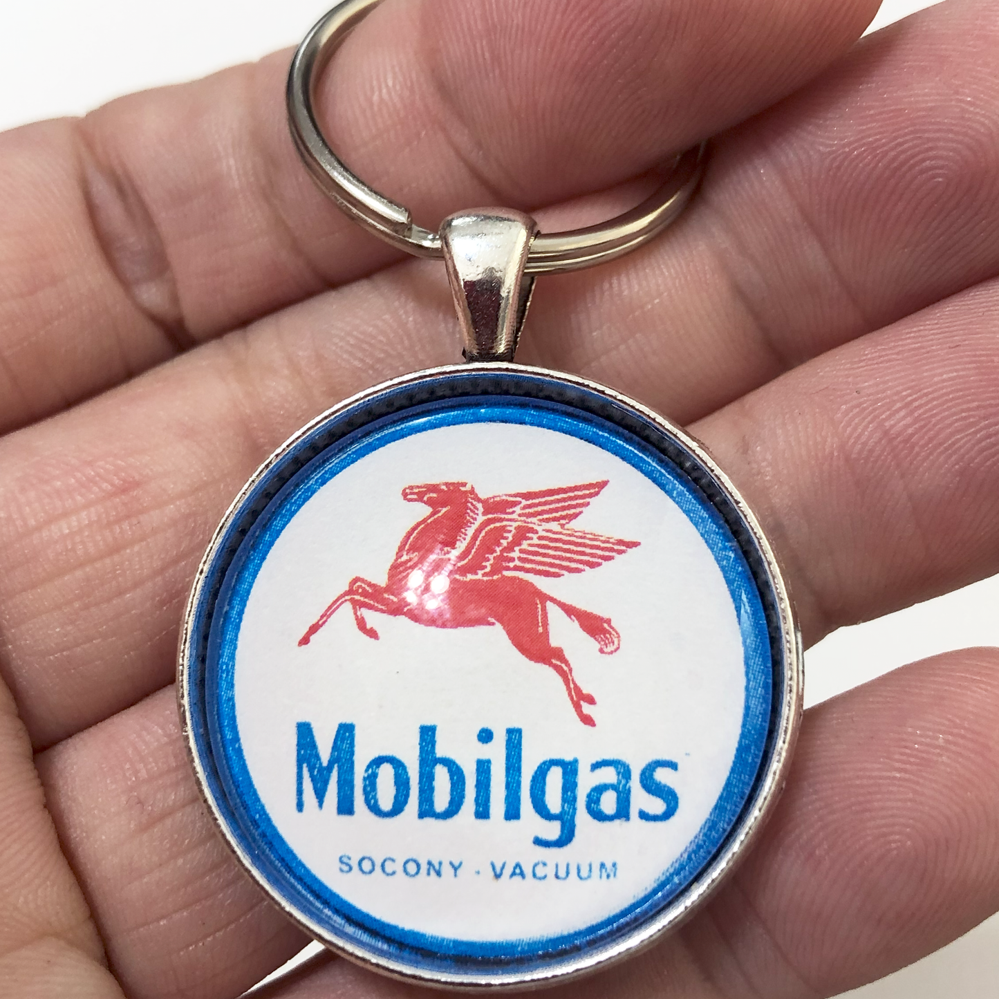 Vintage Mobilgas Socony Pegasus Gas Station Sign 1.2" Keychain