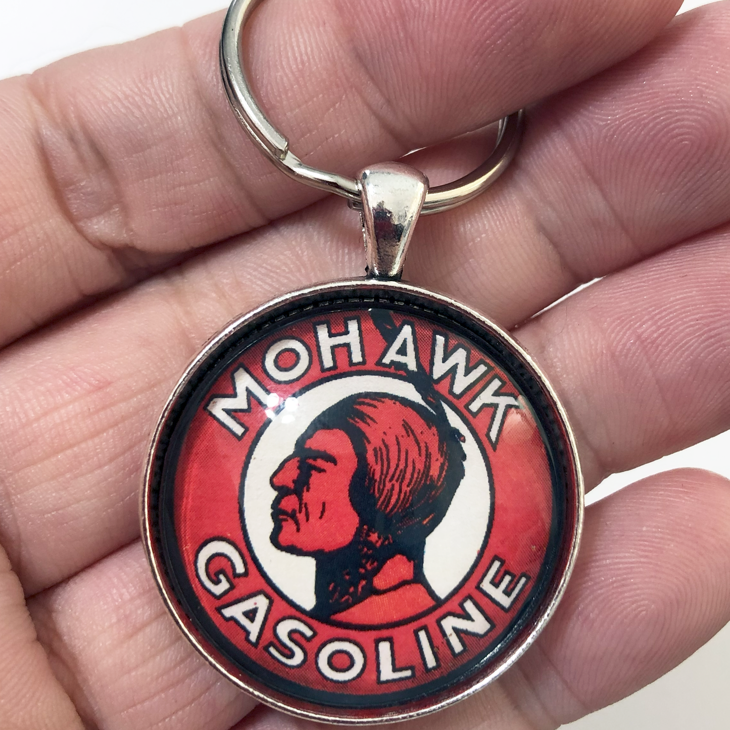 Vintage Mohawk Gasoline Station Sign 1.2" Keychain