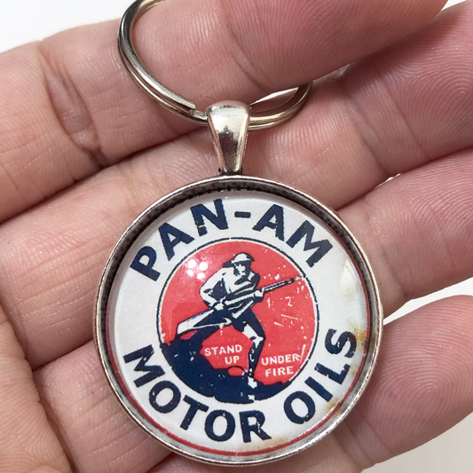 Vintage Pan Am Motor Oils Sign 1.2" Keychain