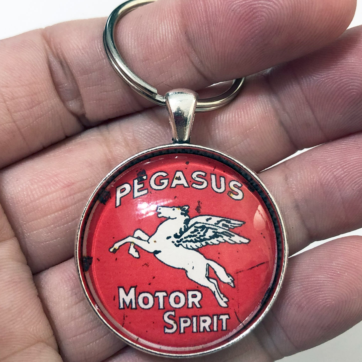 Vintage Pegasus Motor Spirit Sign 1.2" Keychain