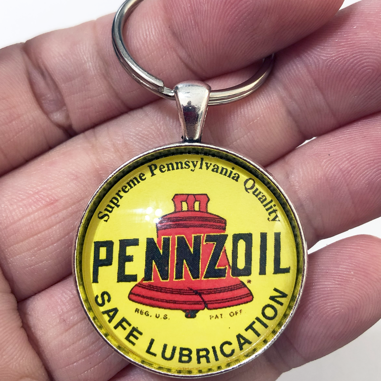 Vintage Pennzoil Safe Lubrication Sign 1.2" Keychain