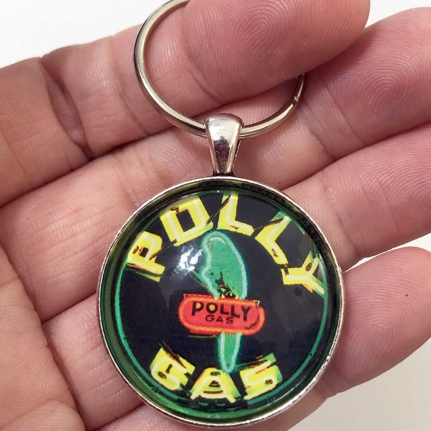 Vintage Polly Gas Neon Sign 1.2" Keychain