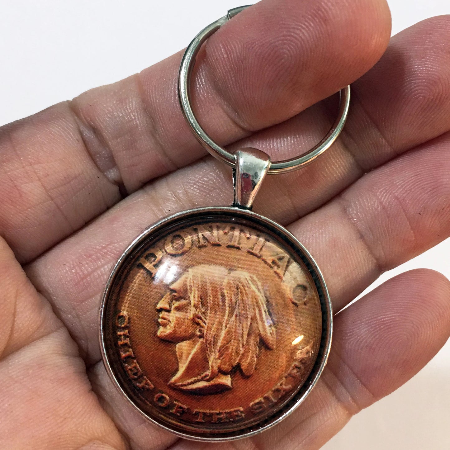 Vintage Pontiac Chief of the Sixes Emblem 1.2" Diameter Keychain