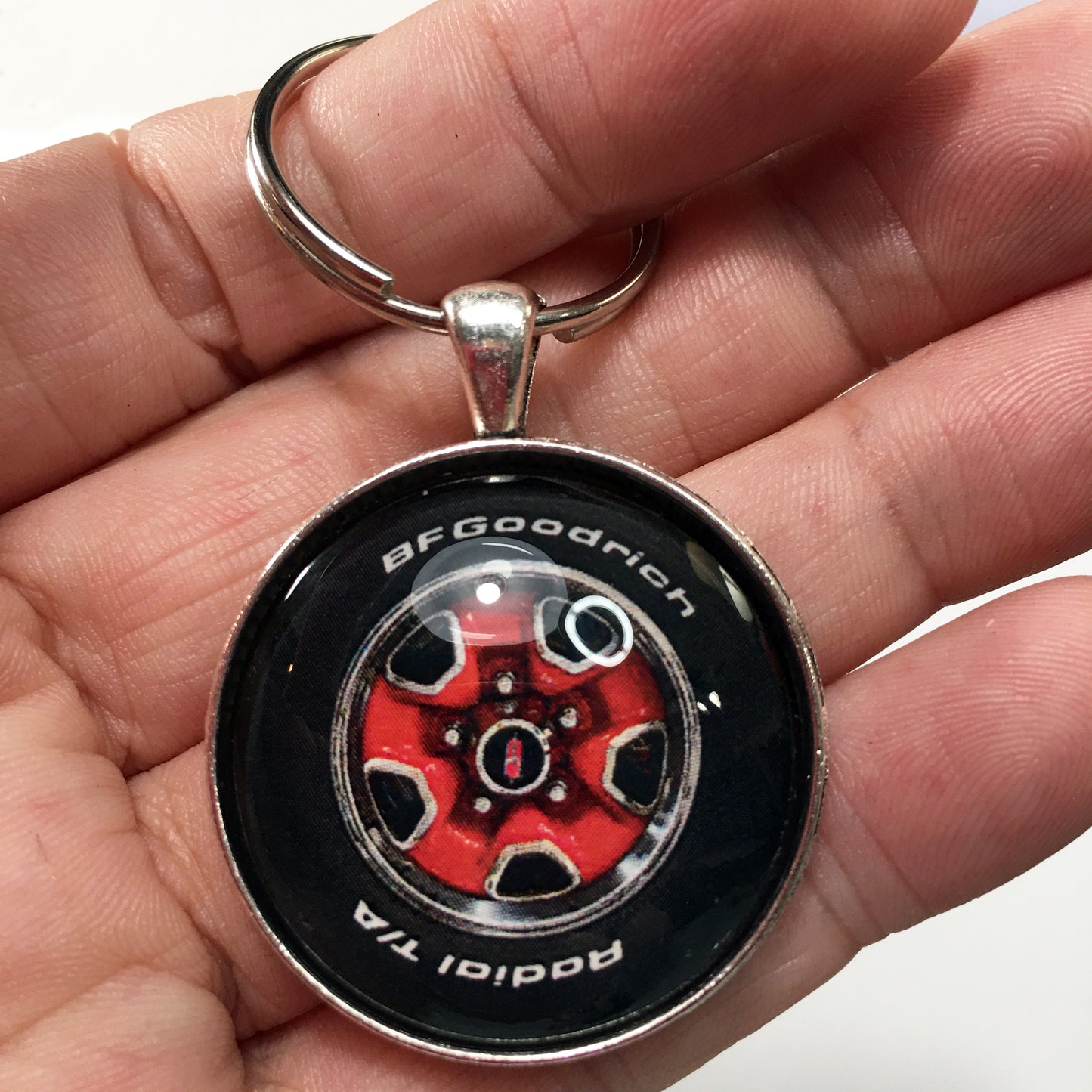 Vintage Oldsmobile Cutlass Supreme Rallye Wheel Red 1.2" Diameter Keychain