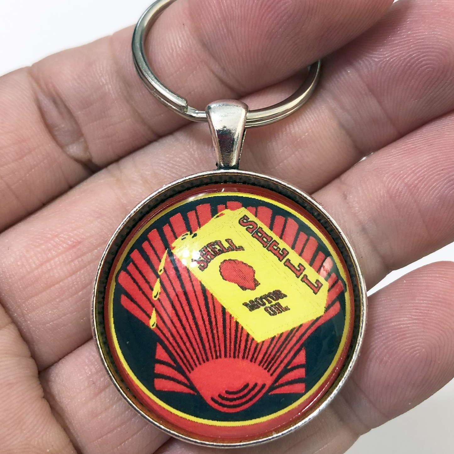 Vintage Shell Motor Oil Sign 1.2" Keychain