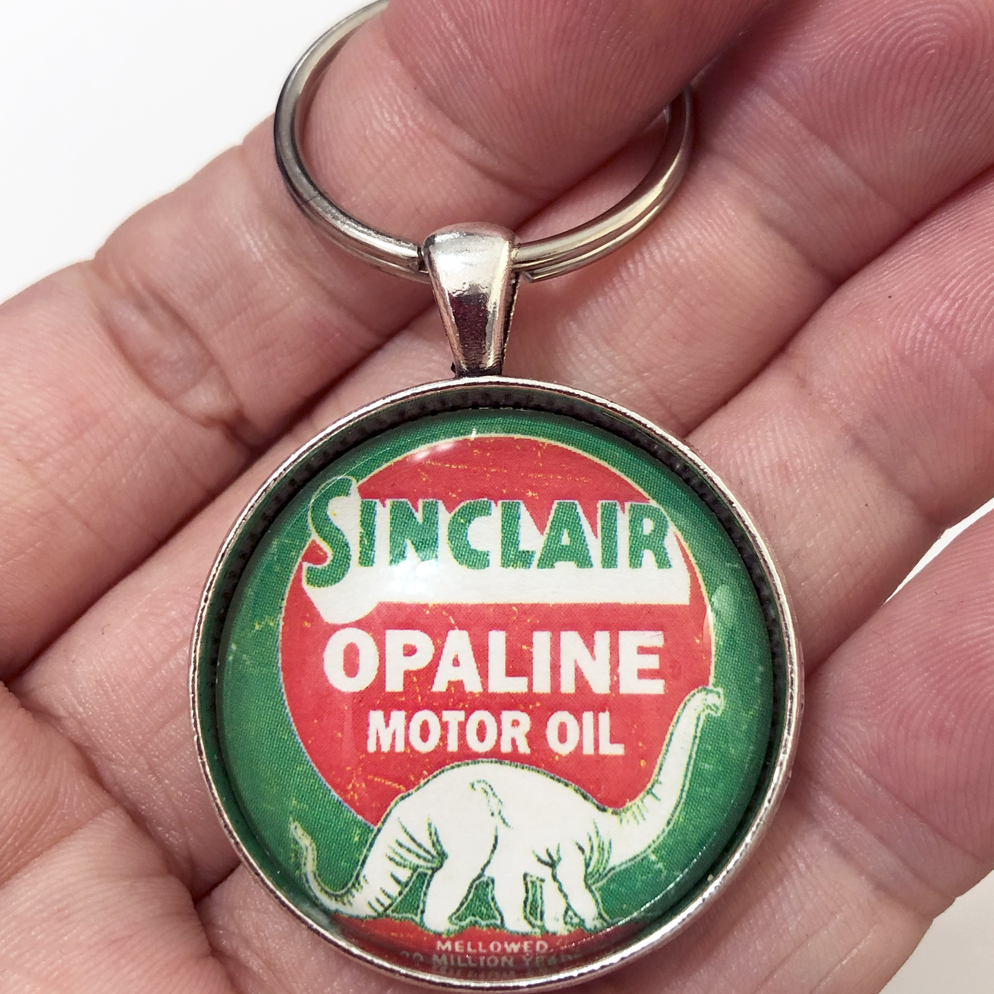 Vintage Sinclair Opaline Motor Oil Sign 1.2" Keychain