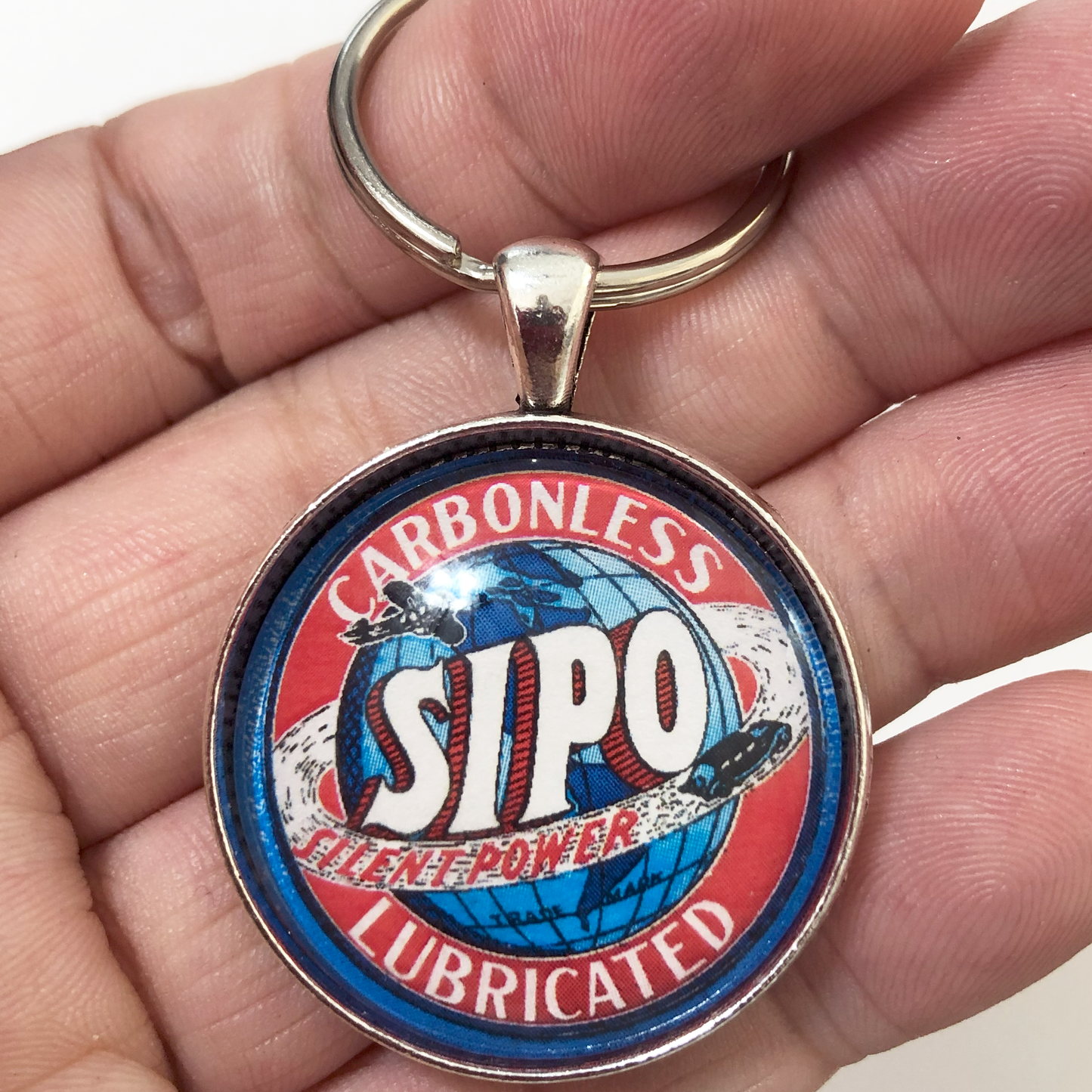 Vintage SIPO Silent Power Gas Sign 1.2" Keychain
