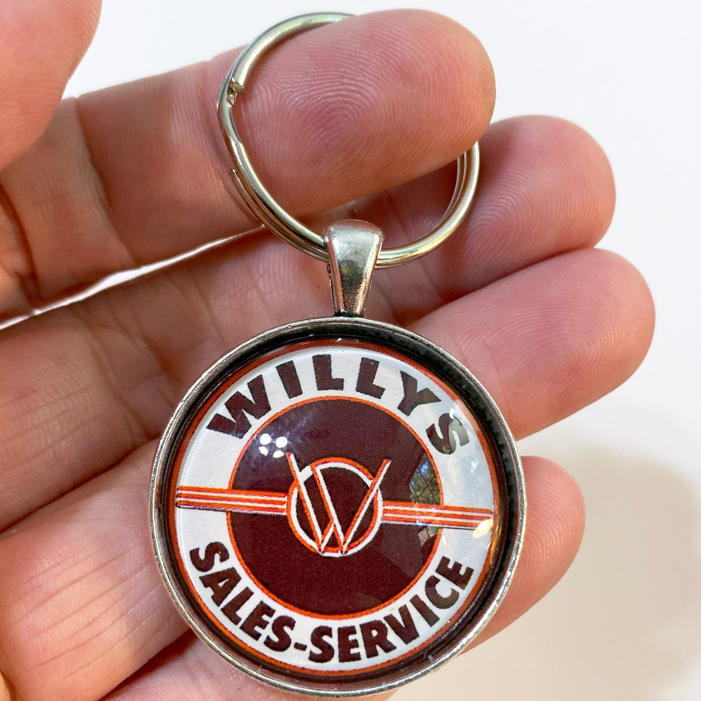 Vintage Willys Jeep Sales and Service Sign 1953-1963 1.2" Keychain