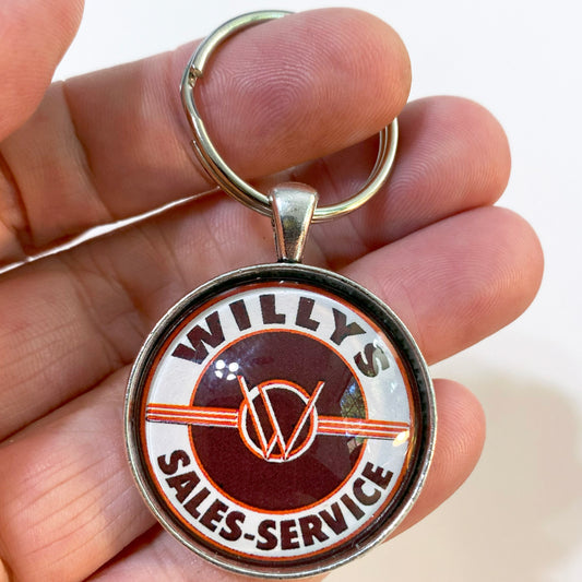 Vintage Willys Jeep Sales and Service Sign 1953-1963  1.2" Keychain