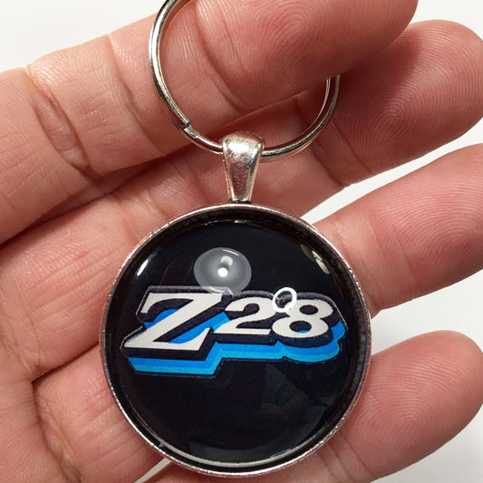 Vintage Chevrolet Camaro Z28 1977-1979 Bright Blue Emblem Badge 1.2" Keychain