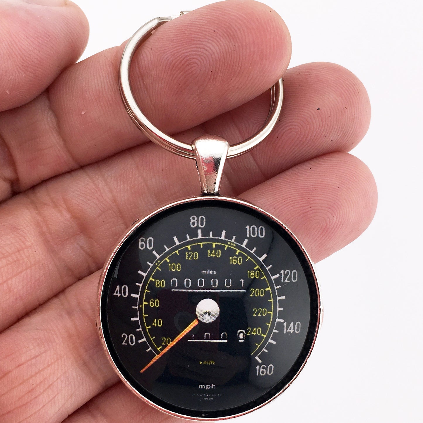 Vintage Mercedes Benz 160 MPH Speedometer 1.2" Diameter Keychain