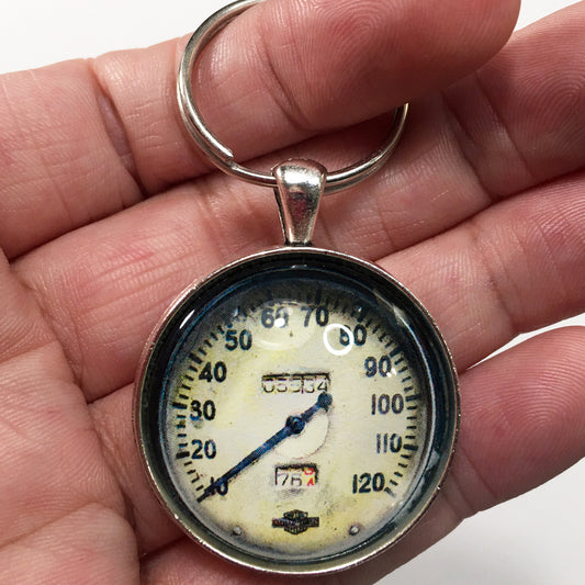 Vintage Harley Davidson 1938-1940 Knucklehead 120 MPH Speedometer 1.2" Keychain