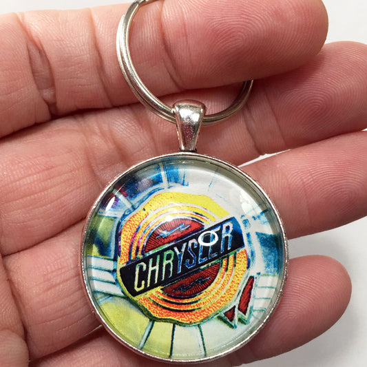 Vintage Chrysler Windsor Emblem Badge Ornament Logo 1.2" Diameter Keychain