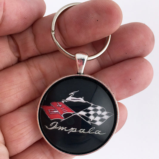Vintage Chevy 1958-1961 Impala Chrome Emblem Badge Ornament 1.2" Keychain