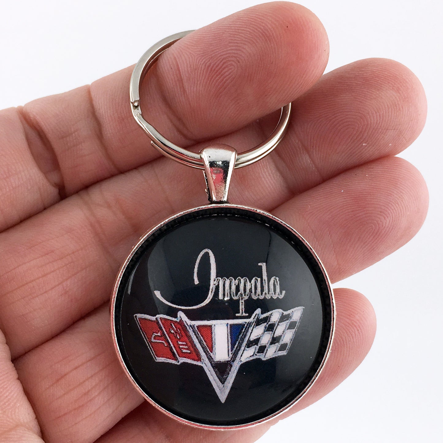 Vintage Chevy 1968 Impala Chrome Emblem Badge Ornament 1.2" Keychain