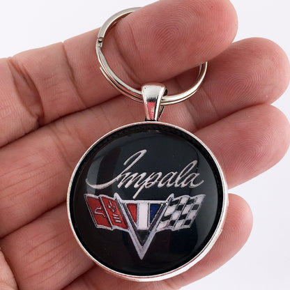 Vintage Chevy 1970-1976 Impala Chrome Emblem Badge Ornament 1.2" Keychain