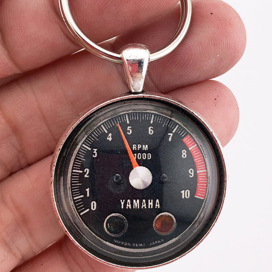 Vintage Yamaha XS2 Motorcycle 10K RPM Tachometer Gauge 1.2" Diameter Keychain
