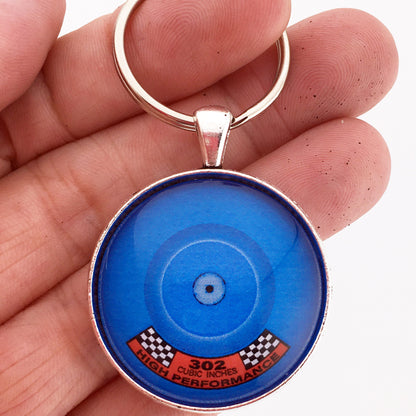 Ford 302 High Performance Air Cleaner Decal 1.2" Diameter Keychain