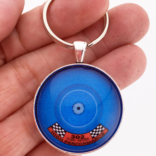 Ford 302 High Performance Air Cleaner Decal 1.2" Diameter Keychain