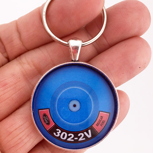 Ford 302 2 Barrel Air Cleaner Decal 1.2" Diameter Keychain