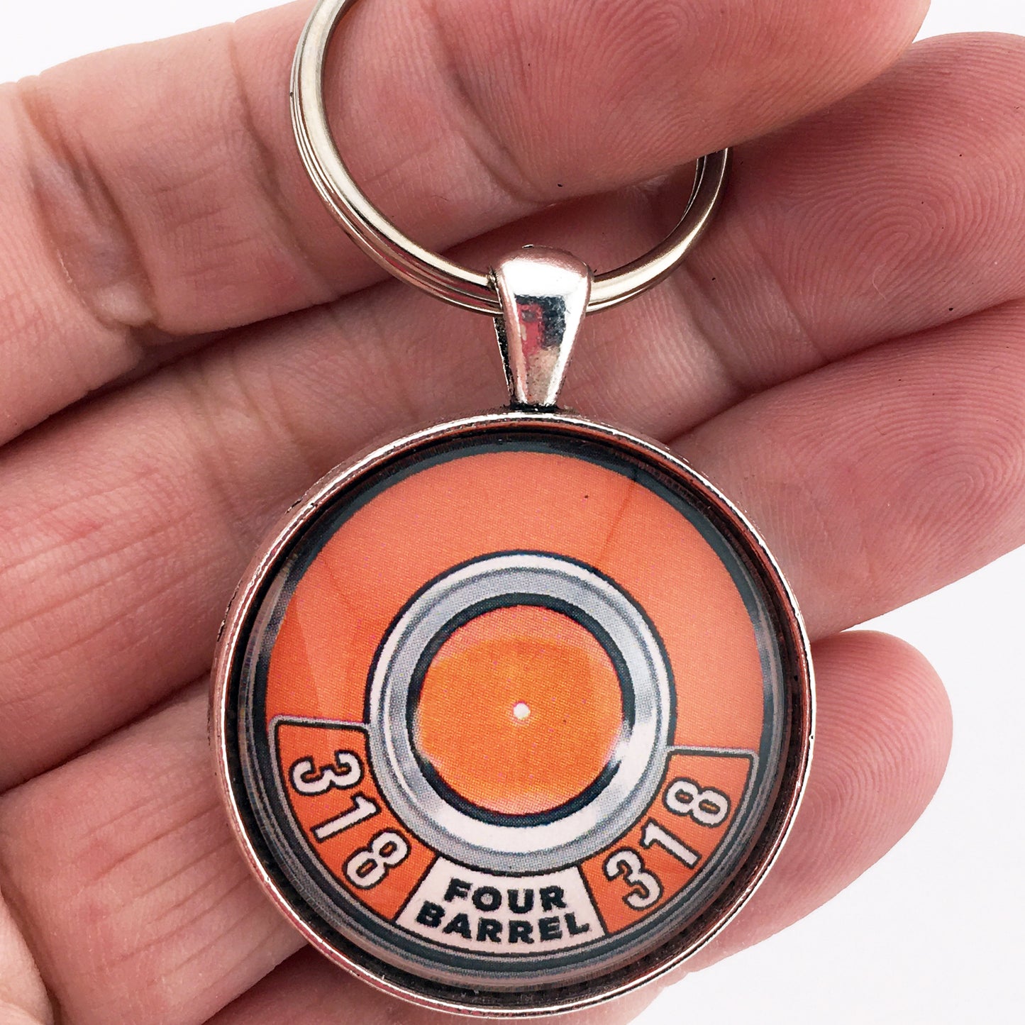 318 4 Barrel Mopar Air Cleaner Decal 1.2" Diameter Keychain