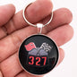 Chevy 327 Racing Flags Emblem 1.2" Diameter Keychain