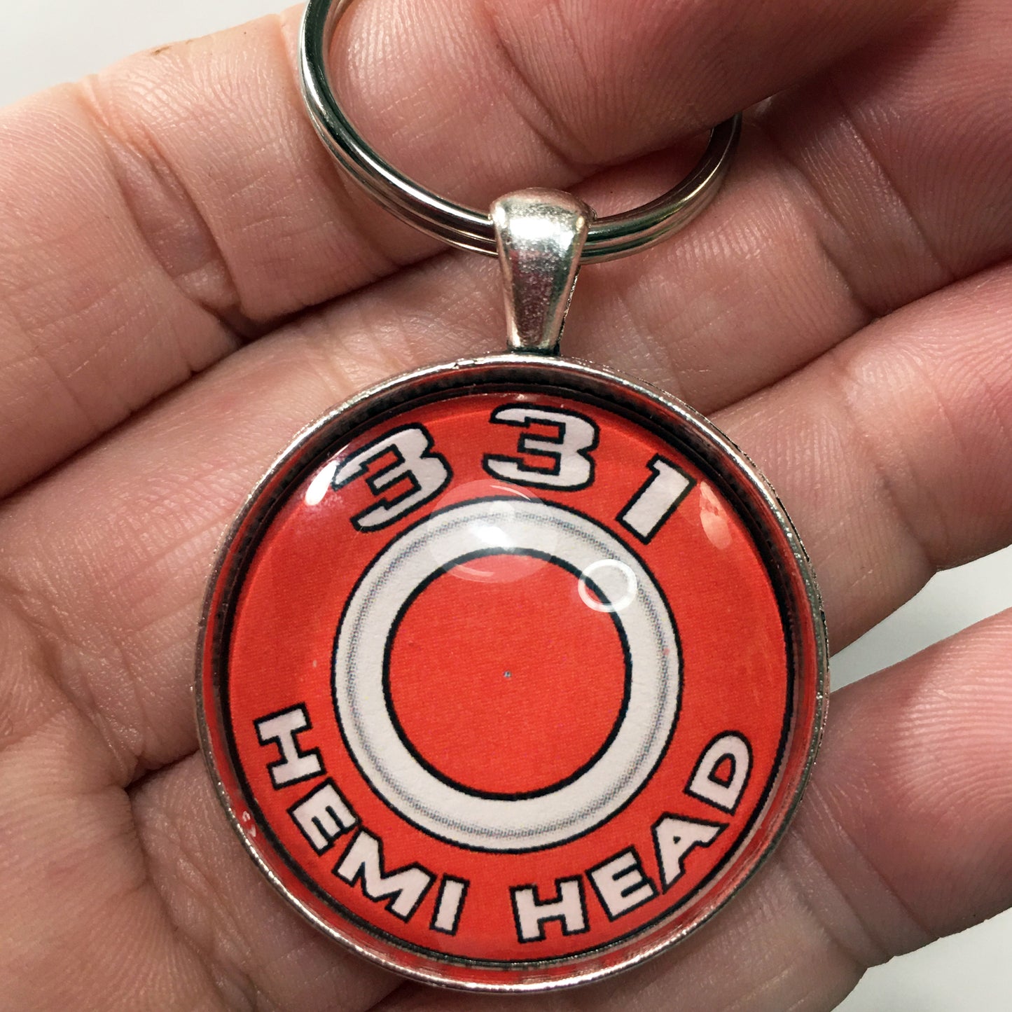 331 Hemi Head Mopar Air Cleaner Decal 1.2" Diameter Keychain