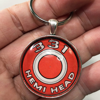 331 Hemi Head Mopar Air Cleaner Decal 1.2" Diameter Keychain
