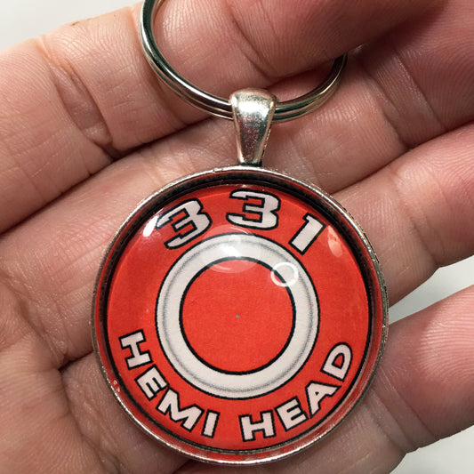 331 Hemi Head Mopar Air Cleaner Decal 1.2" Diameter Keychain