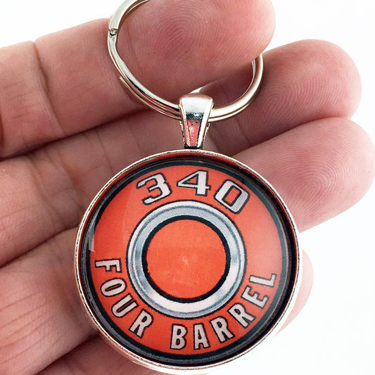 340 4 Barrel Mopar Air Cleaner Decal 1.2" Diameter Keychain