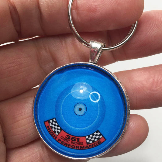 Ford 351 High Performance Air Cleaner Decal 1.2" Diameter Keychain