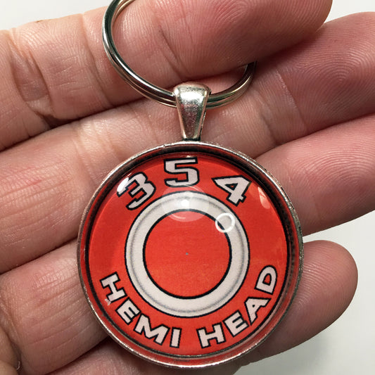 354 Hemi Head Mopar Air Cleaner Decal 1.2" Diameter Keychain