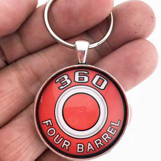 360 4 Barrel Mopar Air Cleaner Decal 1.2" Diameter Keychain