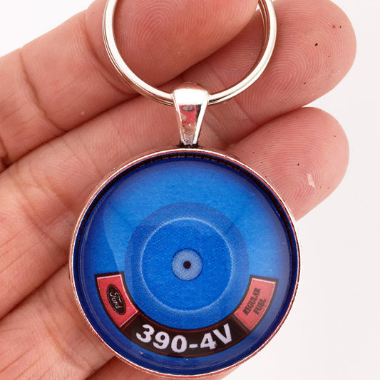 Ford 390 4 Barrel Air Cleaner Decal 1.2" Diameter Keychain