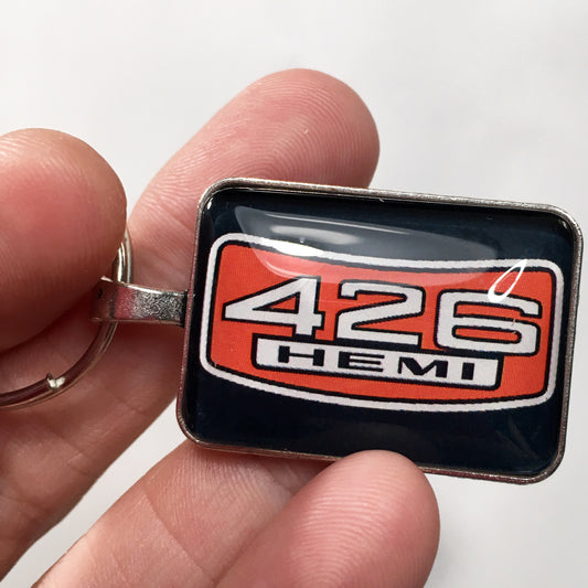 426 Hemi Mopar Air Cleaner Decal 1" x 1.25" Diameter Keychain