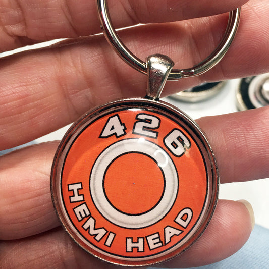 426 Hemi Head Mopar Air Cleaner Decal 1.2" Diameter Keychain