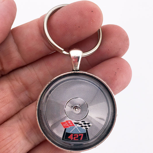 Chevy 409 Chrome Air Cleaner Decal 1.2" Diameter Keychain