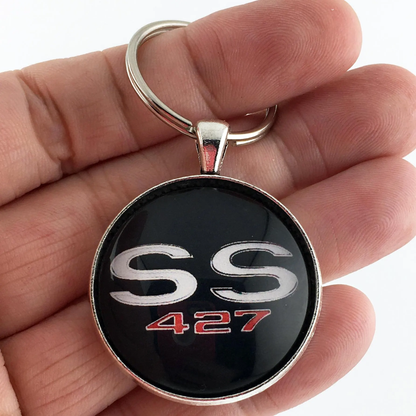 Chevy SS 427 Chrome Fender Emblem 1.2" Diameter Keychain