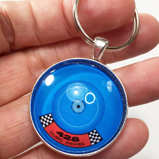 Ford 428 Cubic Inch Air Cleaner Decal 1.2" Diameter Keychain