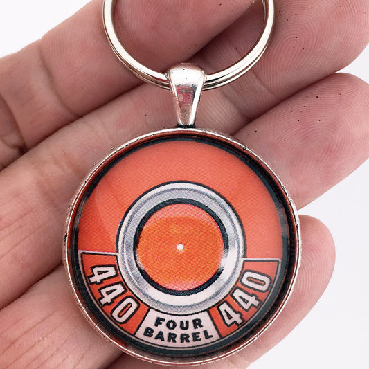 440 4 Barrel Mopar Air Cleaner Decal 1.2" Diameter Keychain