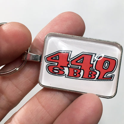 440 6 Barrel Mopar Air Cleaner Decal 1" x 1.25" Diameter Keychain