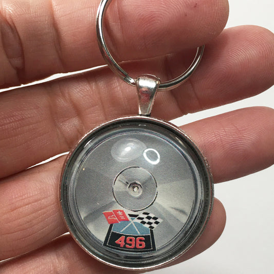 Chevy 496 Chrome Air Cleaner Decal 1.2" Diameter Keychain