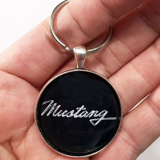 1968 Ford Mustang Script Fender Emblem Badge 1.2" Keychain