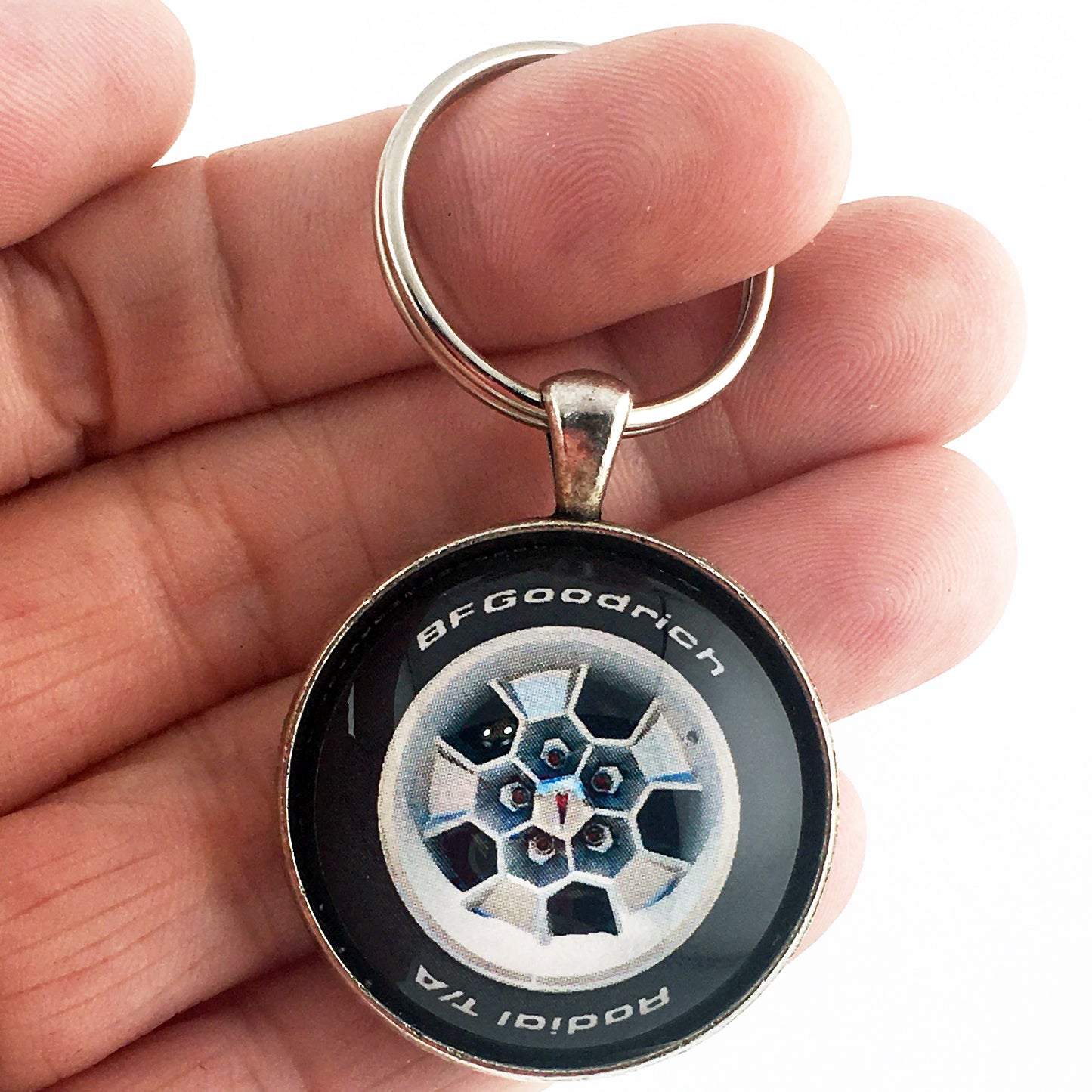 Vintage 2nd Gen Firebird Silver 71-76 Honeycomb Wheel 1.2" Diameter Keychain