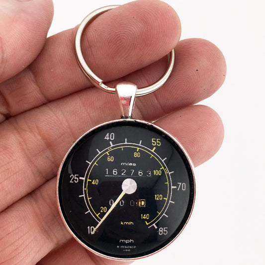 Vintage Mercedes Benz 85 MPH Speedometer 1.2" Diameter Keychain