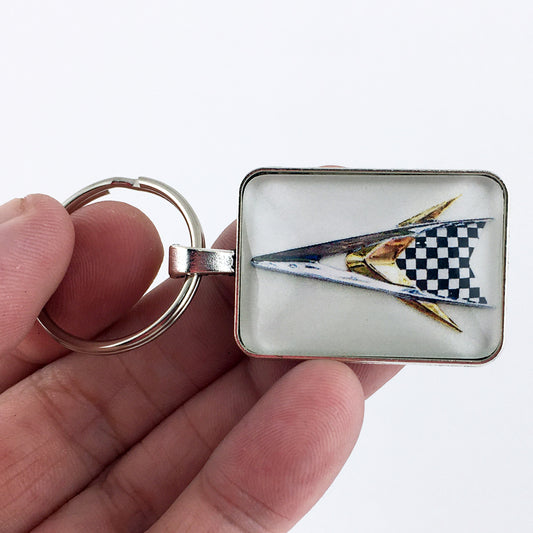 Antique DeSoto Fireflite Emblem Badge Logo 1 x 1.25 Diameter Keychain