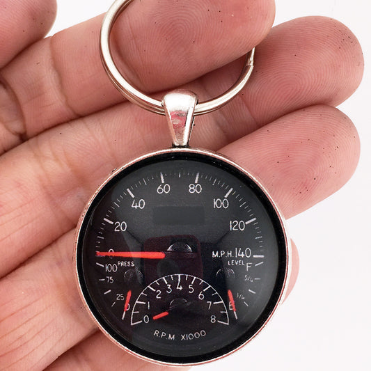 Aviator Quadzilla 140 MPH Speedometer Gauge 1.2" Keychain