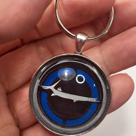 Vintage Plymouth Barracuda Blue Emblem Badge Ornament Logo 1.2" Diameter Keychain
