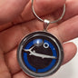 Vintage Plymouth Barracuda Blue Emblem Badge Ornament Logo 1.2" Diameter Keychain